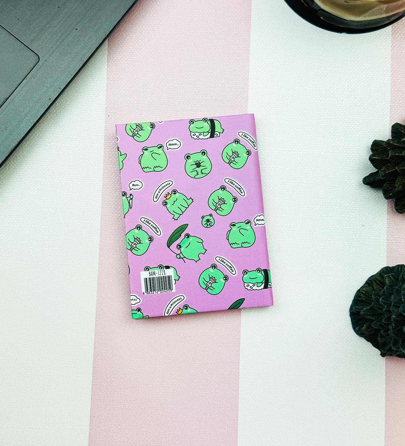 Kurbağa Tasarımlı Sert Kapaklı Mini Defter