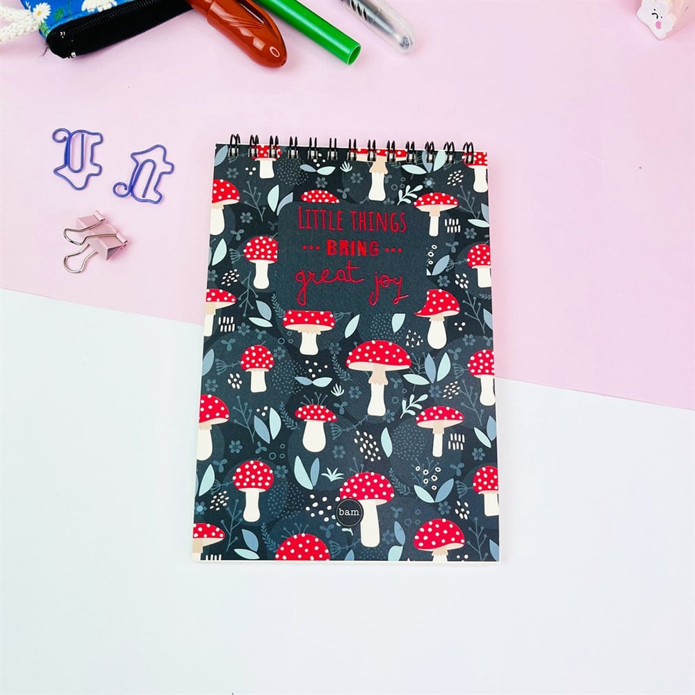 Mantar Motto Tasarımlı Spiralli Defter