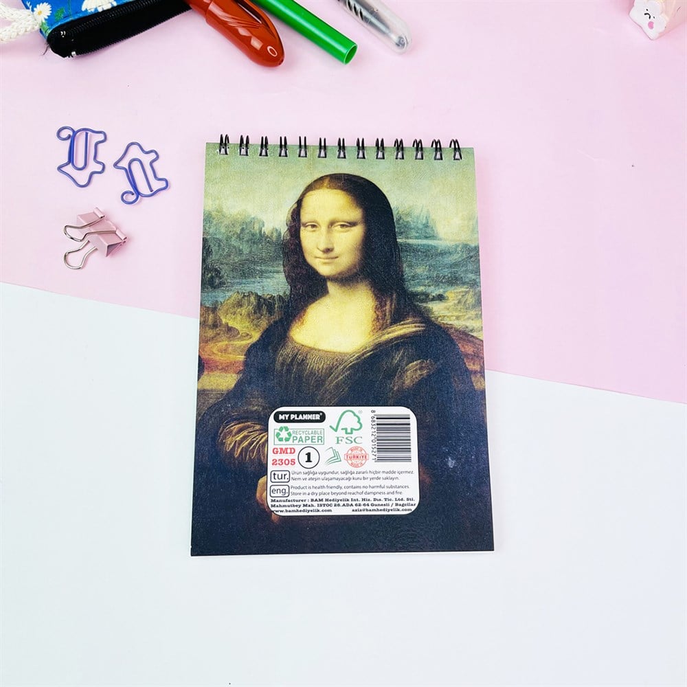 Mona Lisa Tasarımlı Spiralli Defter