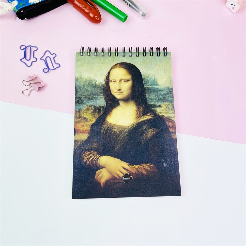Mona Lisa Tasarımlı Spiralli Defter