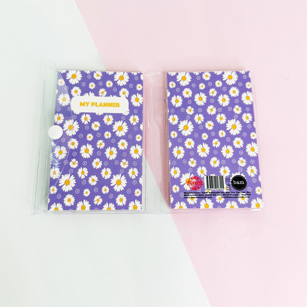 Mor Papatya  PP Mini Çanta Defter