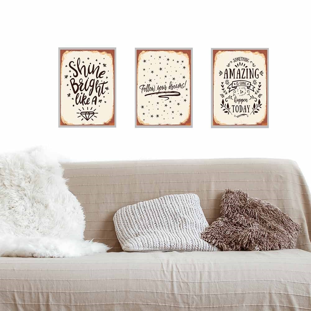 Motto Ahşap Tasarım Duvar Panosu 3'lü Set 22X30 cm