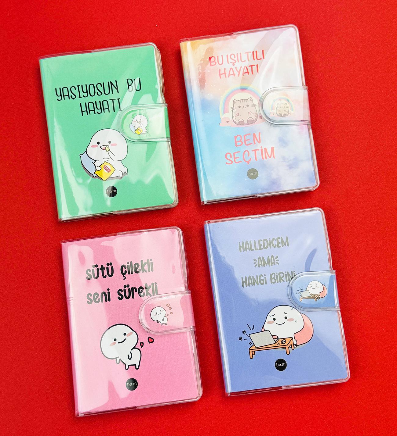 Motto Tasarım Pvc Kapaklı Defter 10,5x7,5 Cm x24