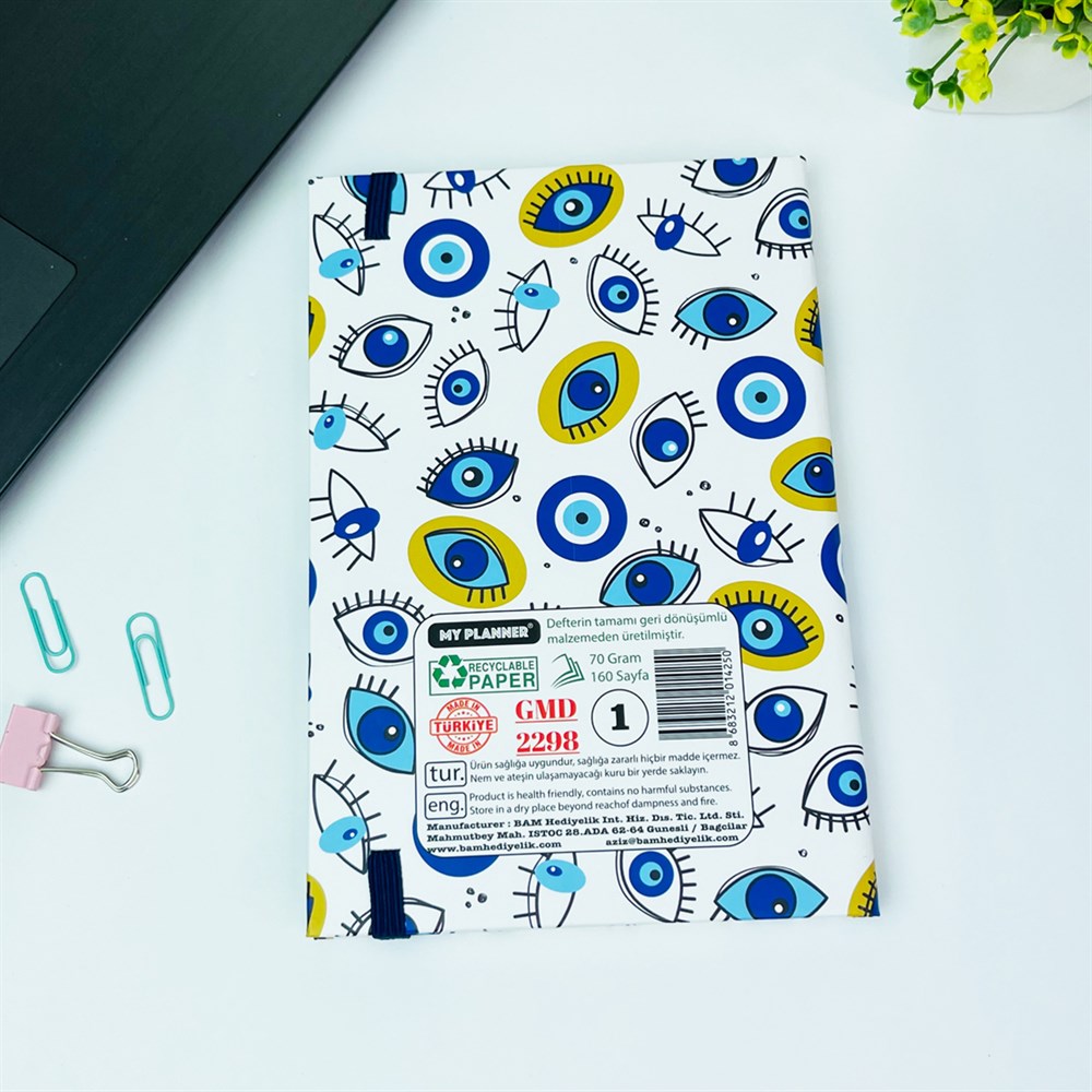 Nazar Değmesin Tasarımlı Lastikli Defter