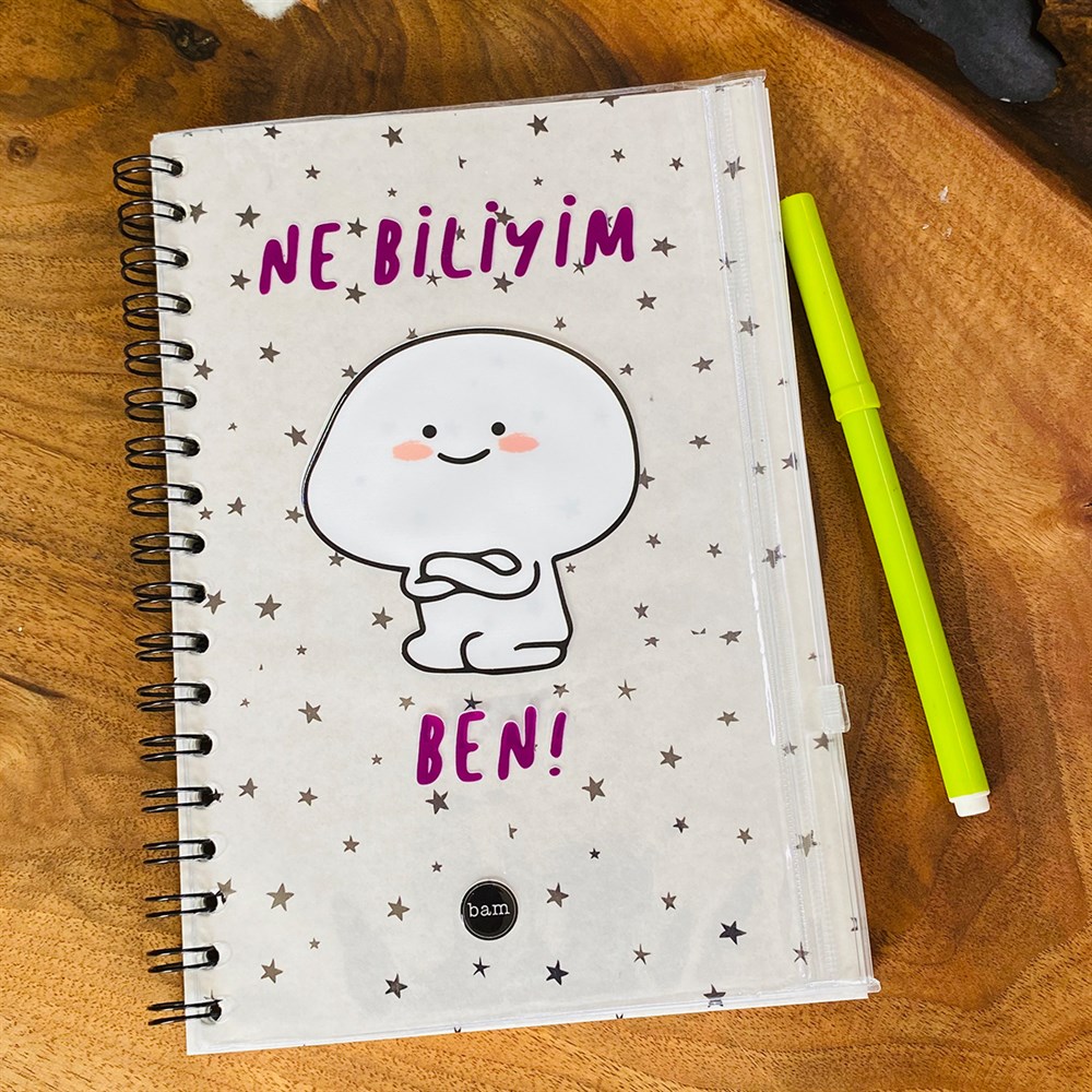 Ne Biliyim Ben Tasarımlı Çanta Kapaklı Spiralli Defter