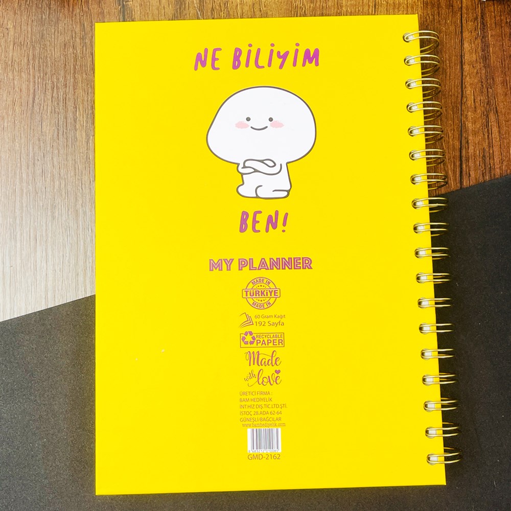 Ne Biliyim Ben Tasarımlı Spiralli Defter