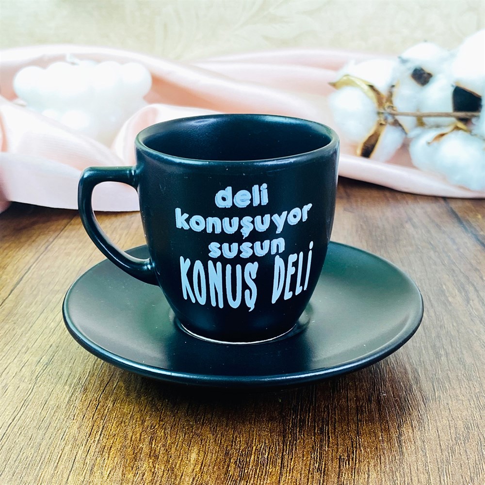 Özel Kutulu Deli Konuşuyor Susun Türk Kahvesi Fincanı