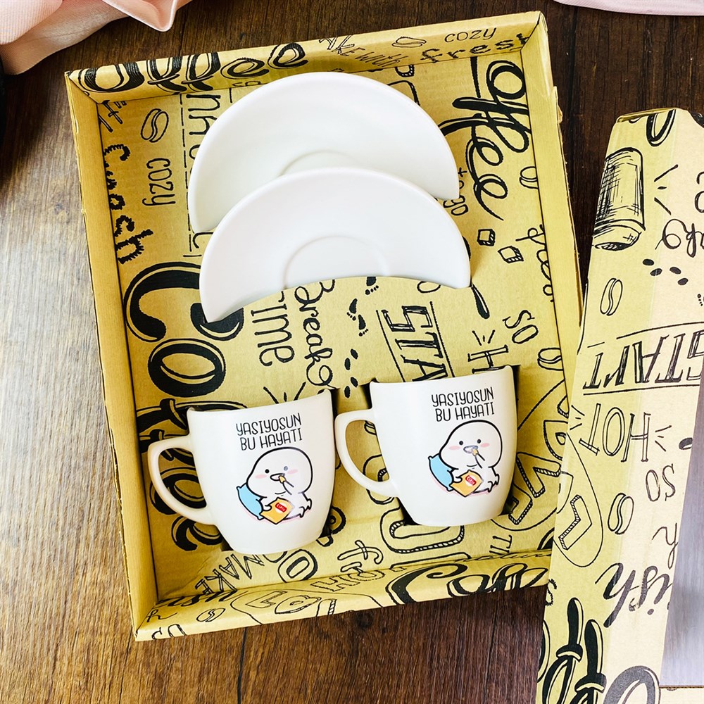 Yaşıyosun Bu Hayatı Turkish Coffee Cups Set & Saucer With Special Box