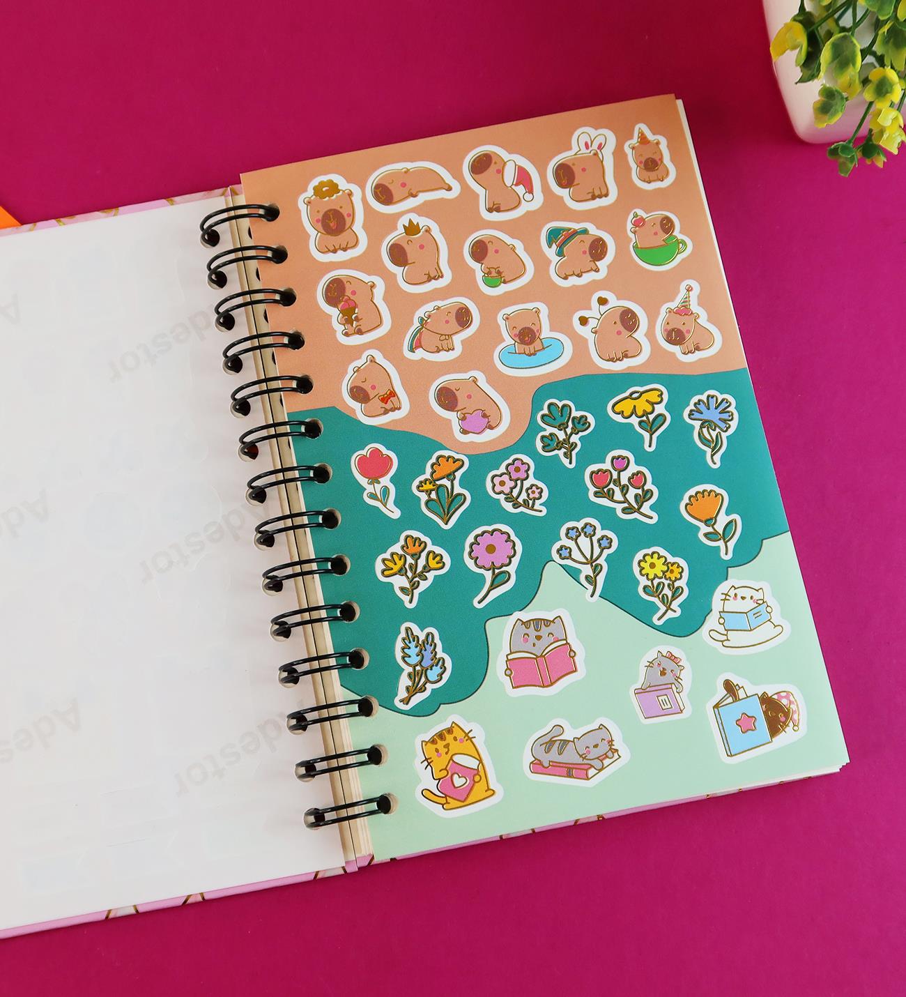 Özel Tasarım Spiralli 15*21 cm Dot Defter, Eskiz Defteri, Doodle Book - 2 SAYFA STICKER HEDİYELİ