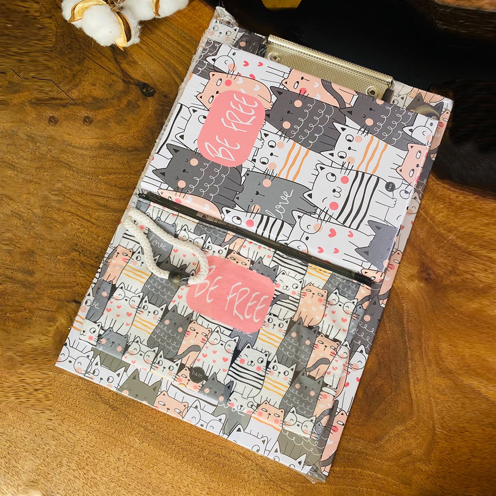 Paketli Be Free Kedi Sekreterlik Defter Kalemlik Hediye Seti