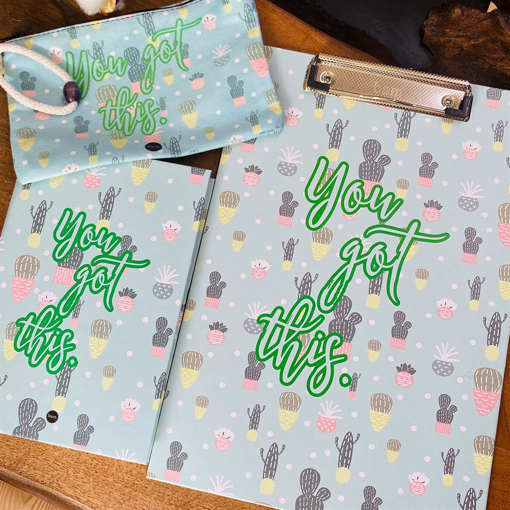 Paketli Kaktüs Motto Sekreterlik Defter Kalemlik Hediye Seti