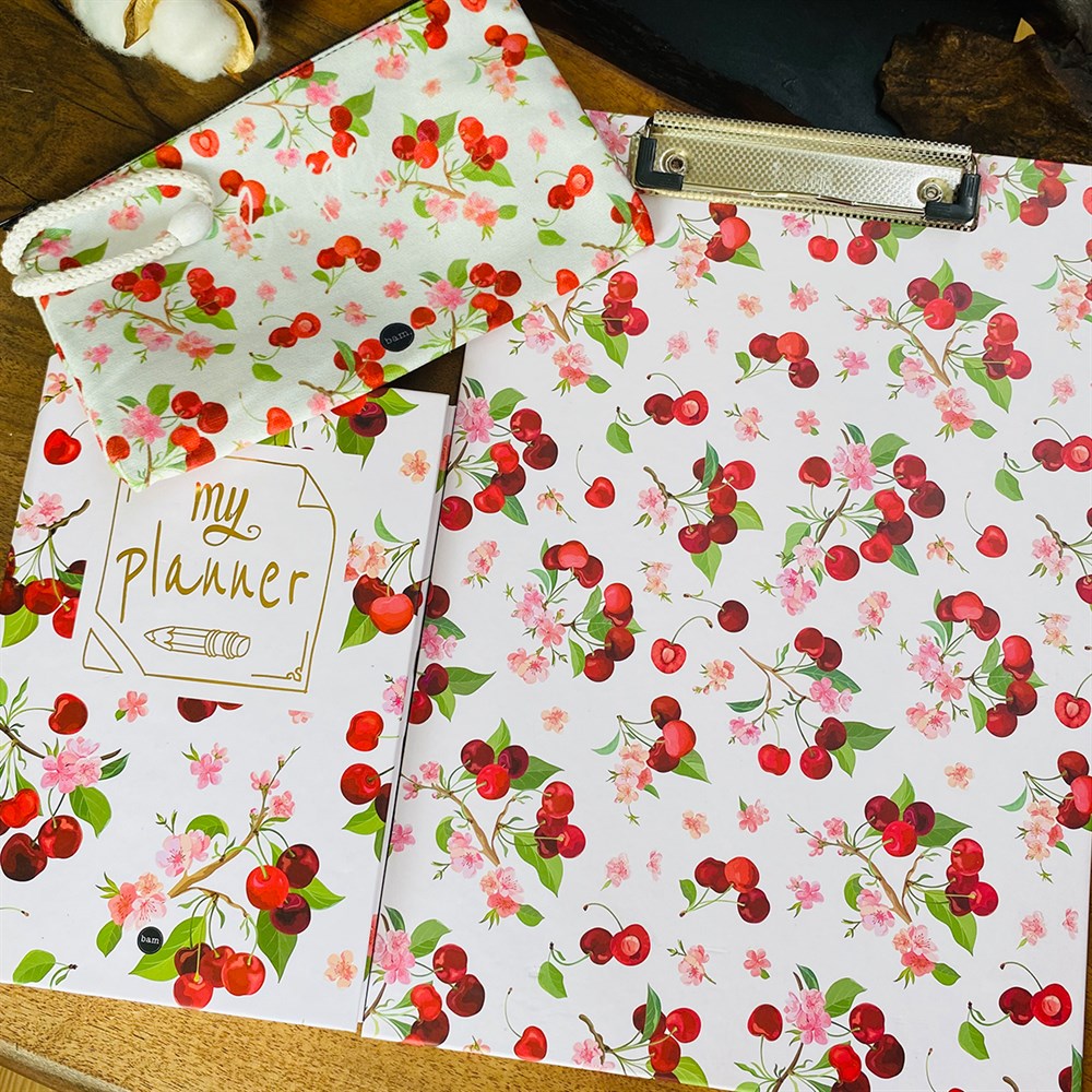 Paketli Kiraz Sekreterlik Defter Kalemlik Hediye Seti
