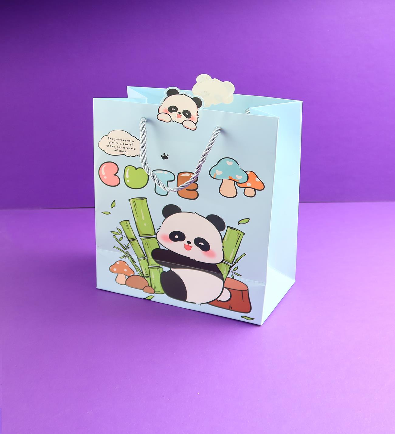 Panda Figürlü Karton Çanta 23x18 Cm  x12