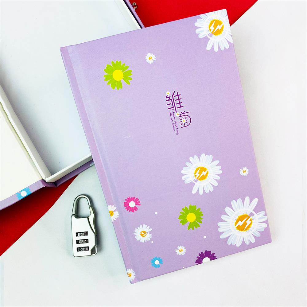 Papatya Tasarımlı Kilitli Günlük Defter