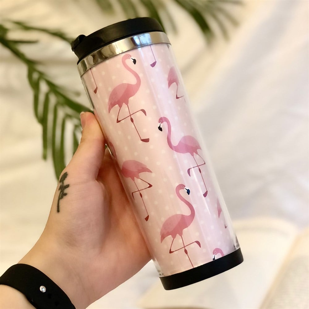 Pembe Flamingo Tasarımlı 400 Ml Mug Bardak