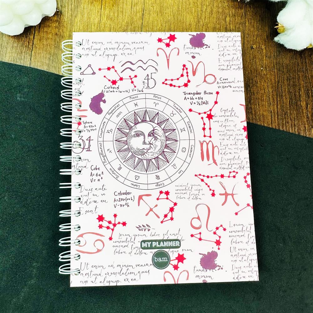 Pembe Tarot Ay Güneş Tasarımlı Konuşan Ajanda 