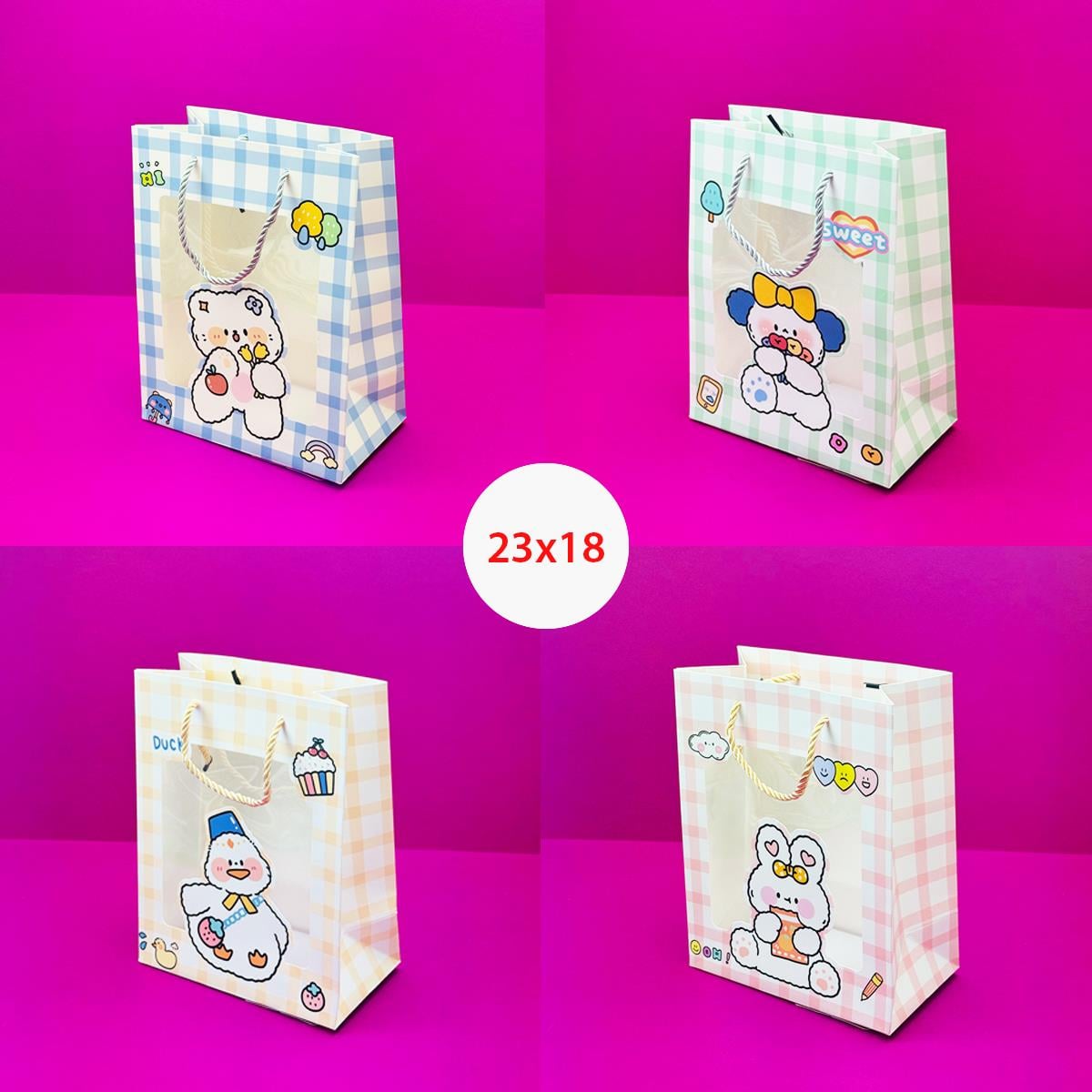 Şeffaf Pencereli Karton Çanta 23X18 Cm x12