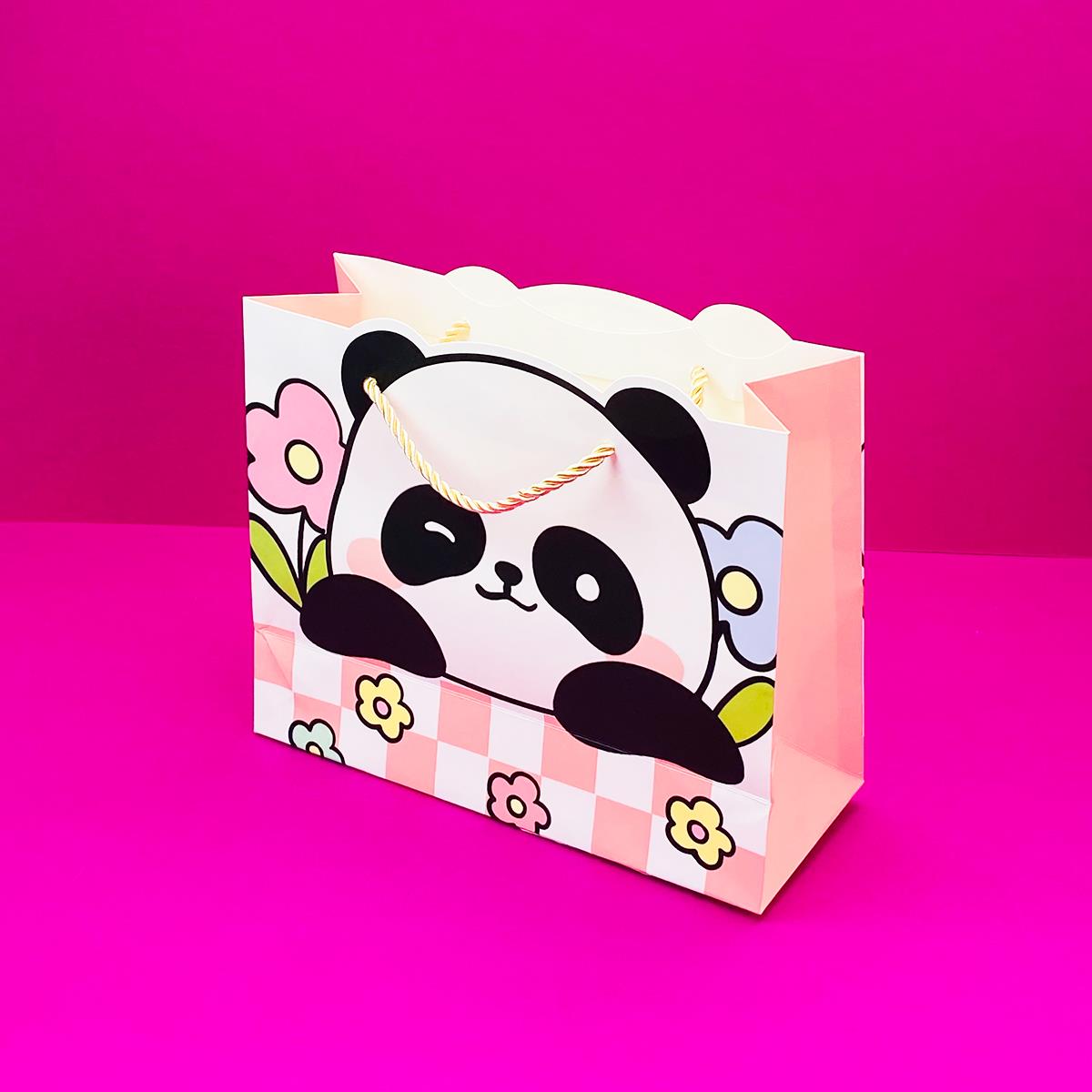 Şekilli Panda Tasarımlı Karton Çanta 20X24,5 cm x12