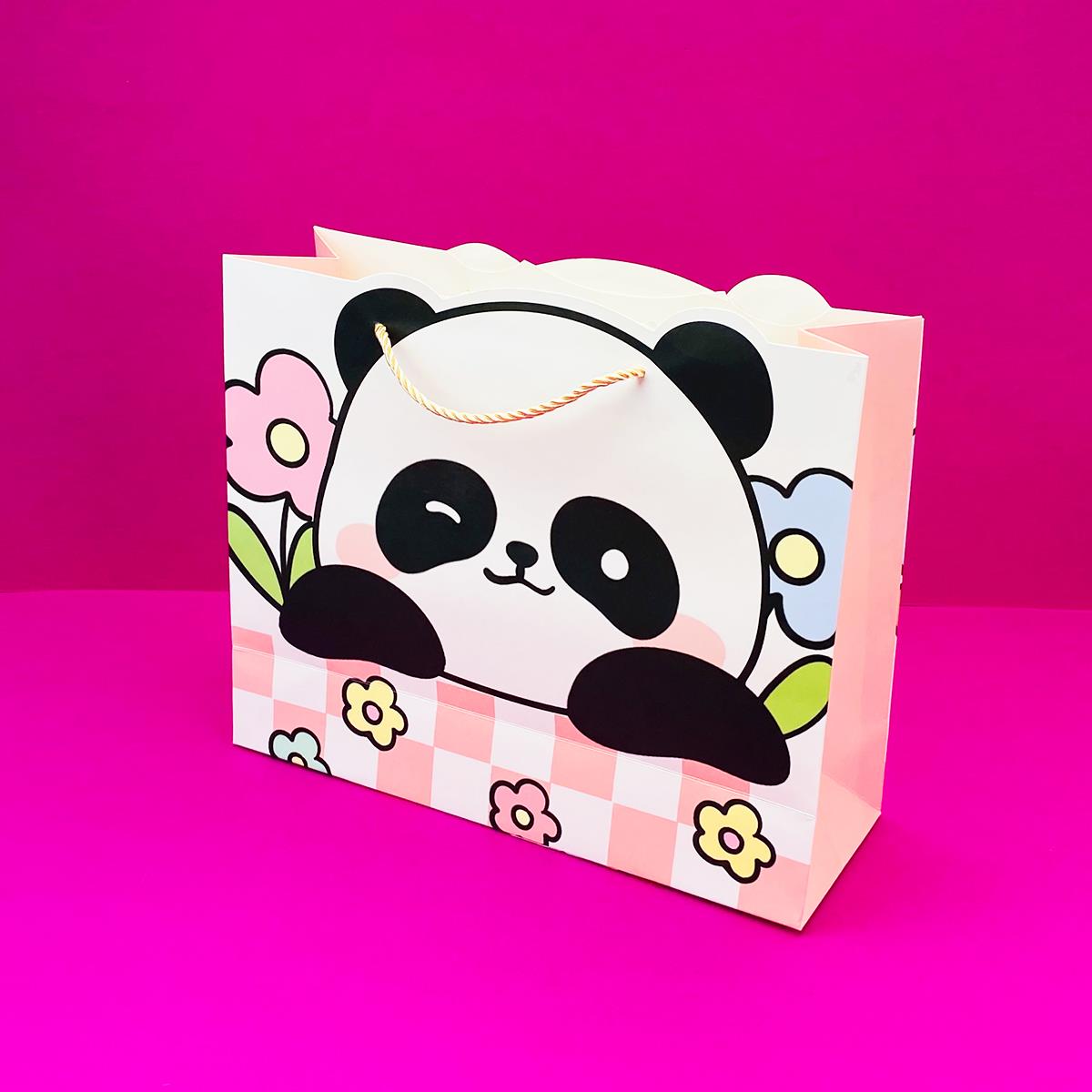 Şekilli Panda Tasarımlı Karton Çanta 26,5X32 Cm x12