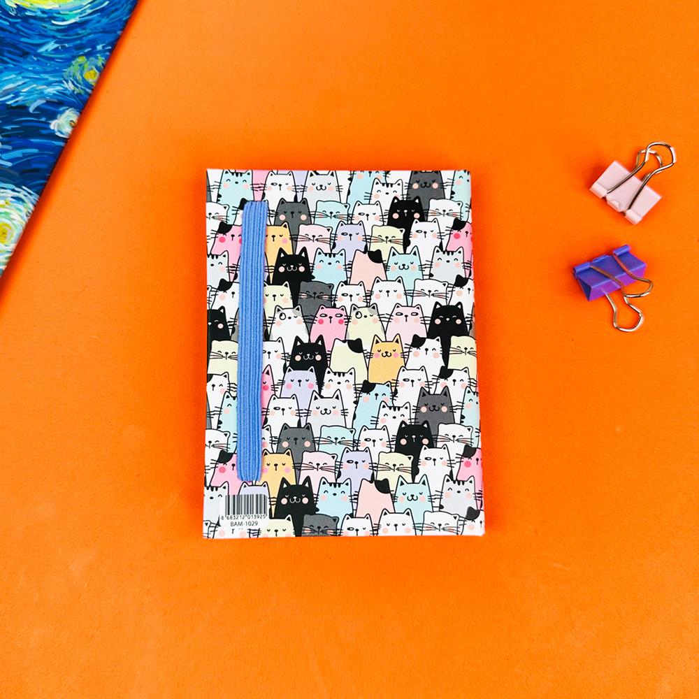 Sevimli Kedi Tasarımlı Sert Kapaklı Mini Defter