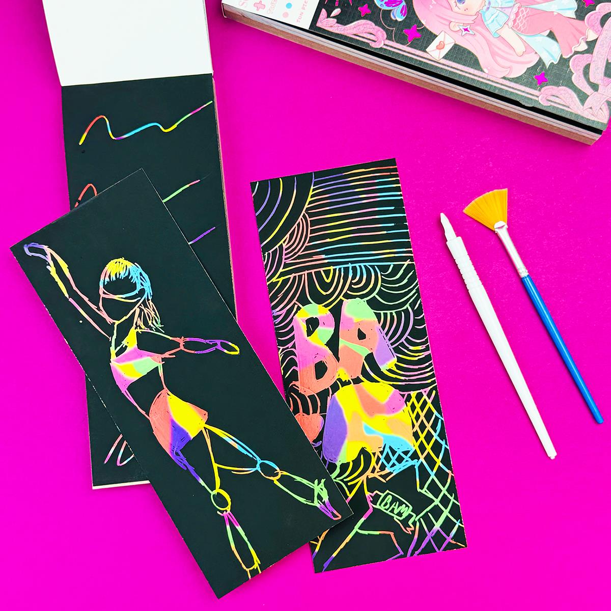 Sihirli Siyah Kazıma Defteri Scratch Painting x12