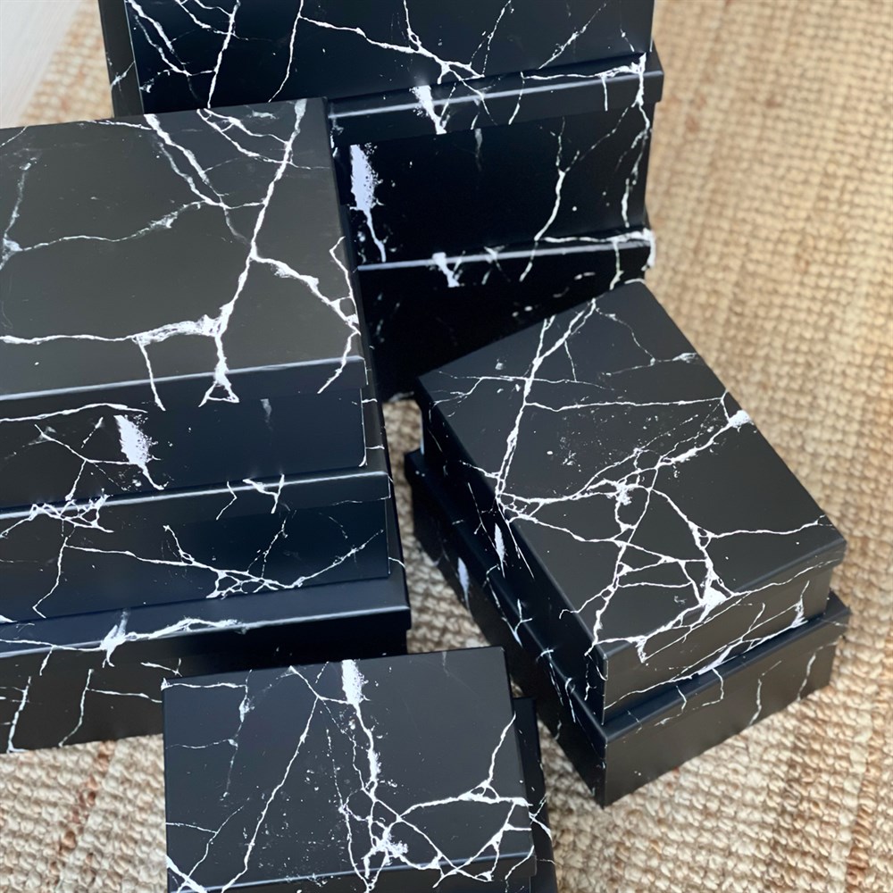 Black Marble 10 Pcs of Gift Boxes Set