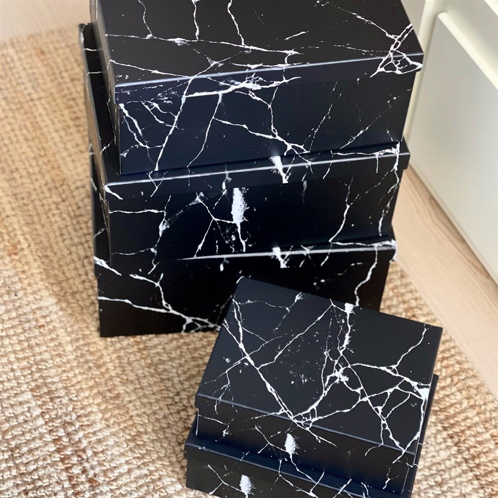 Black Marble 10 Pcs of Gift Boxes Set