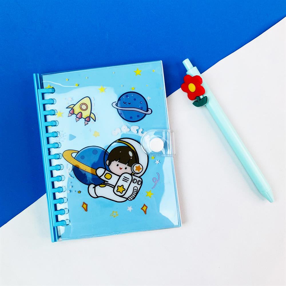 Space Tasarımlı Kilitli Günlük Defter Ve Kalem Set 