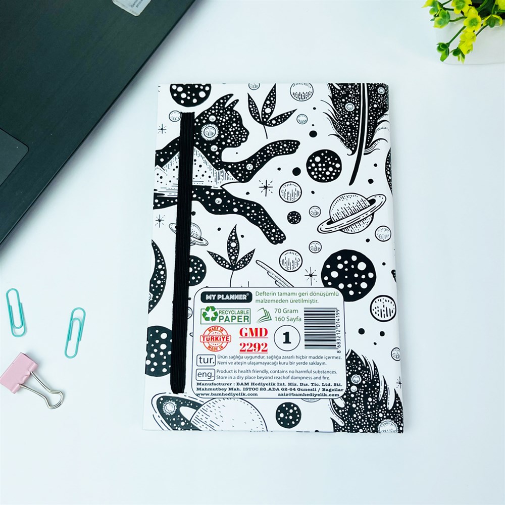 Tarot Kedi Tasarımlı Lastikli Defter