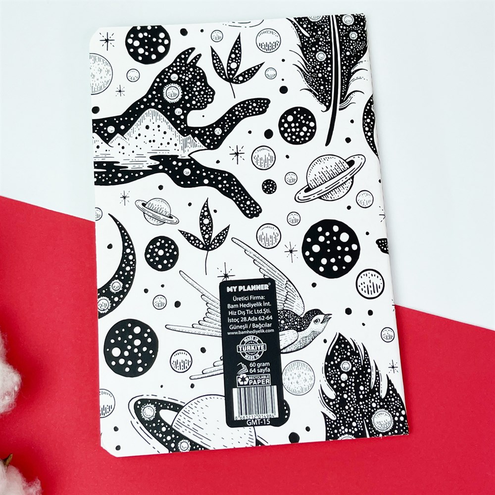 Tarot Kedi Tasarımlı Terzi Dikişli Defter