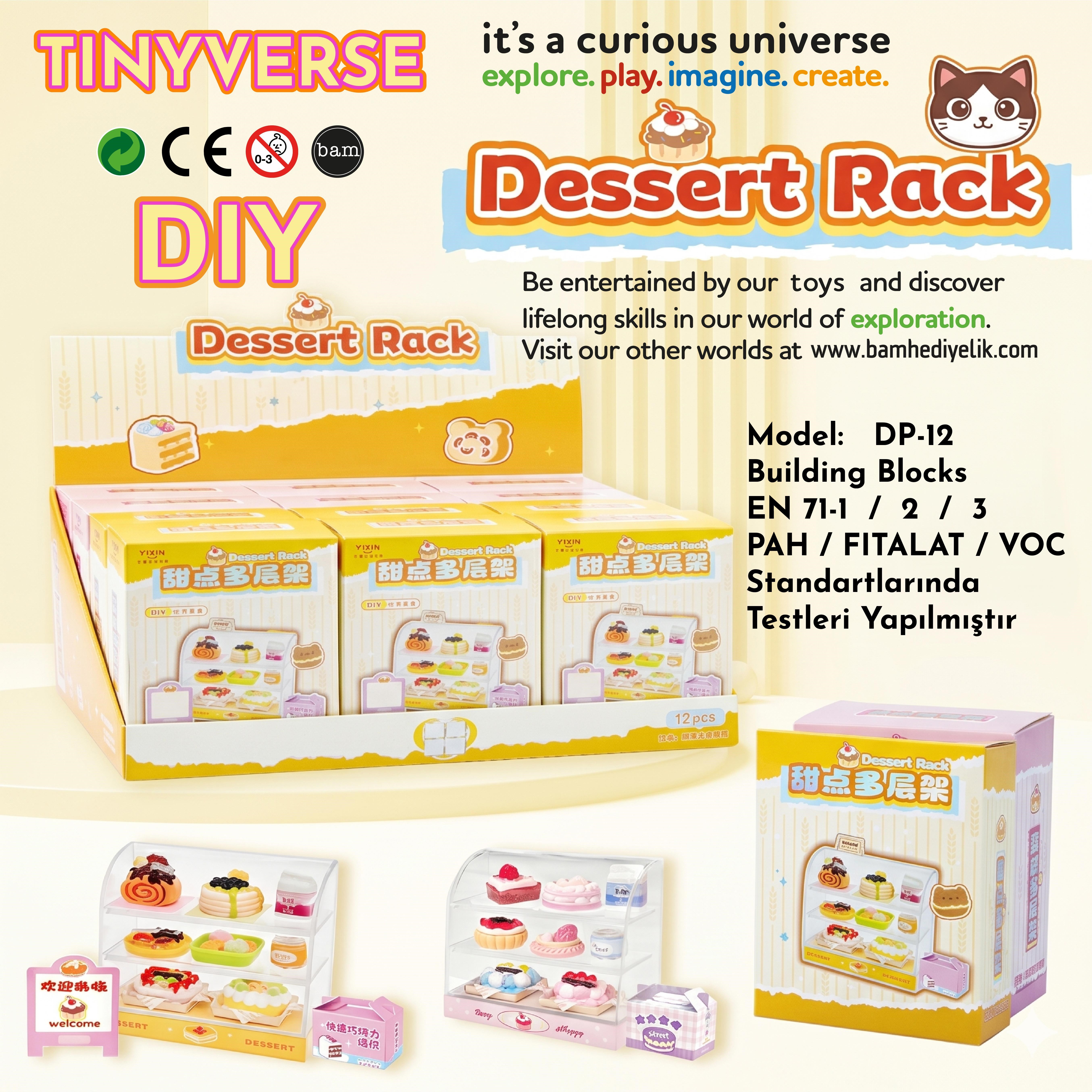 Tinyverse Dessert Rack - Kendin Yap (DIY) Minyatür Tatlı Reyonu (Model: DP-12) X12