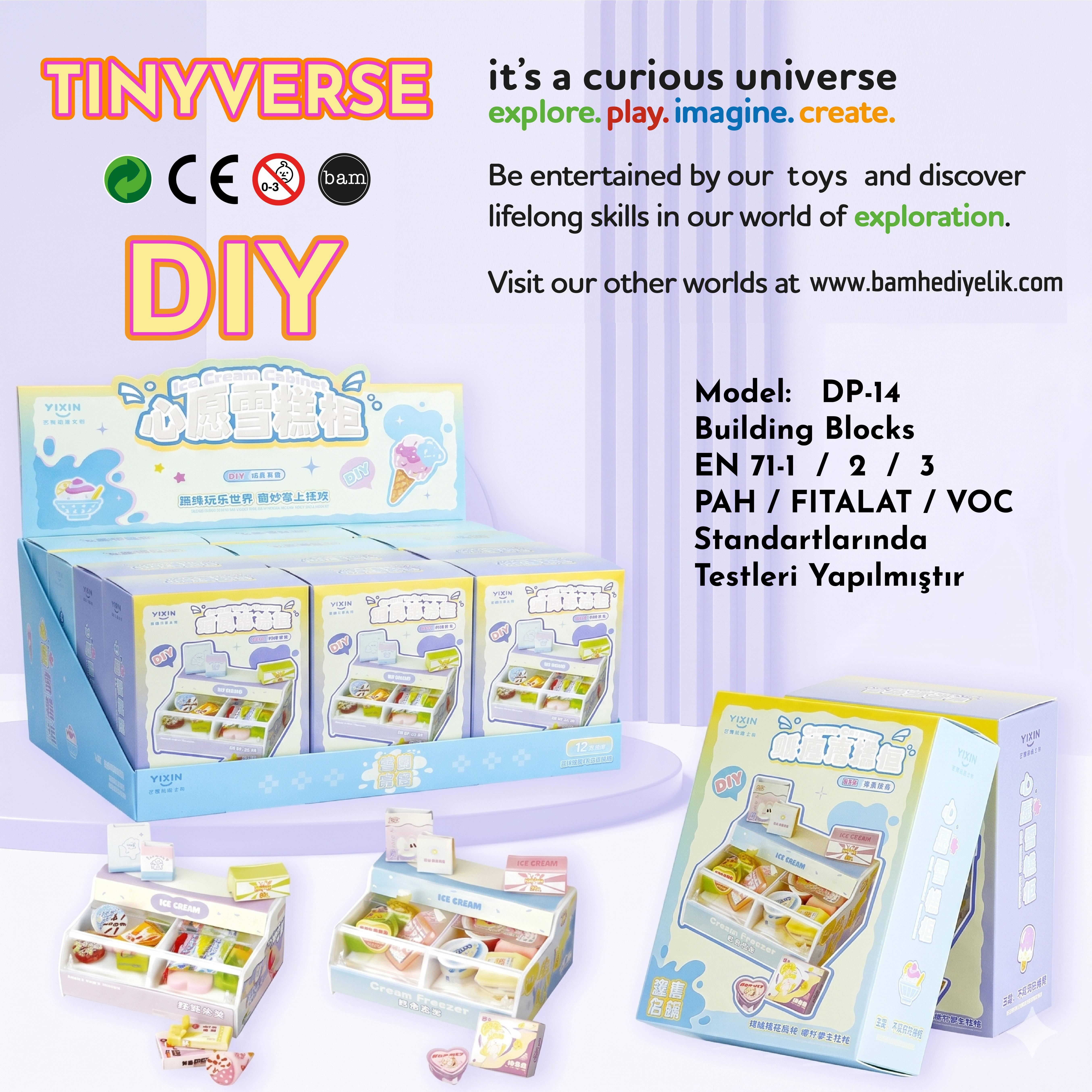 Tinyverse Dondurma Dolabı - Kendin Yap (DIY) Minyatür Seti (Model: DP-14) X12