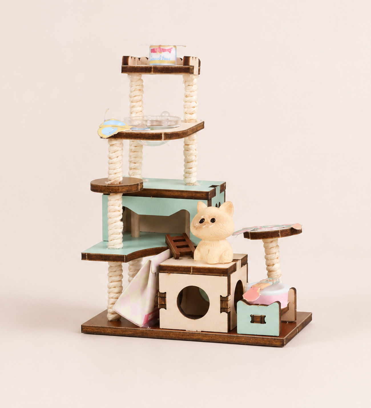 Tinyverse Sevimli Ev Köşeleri ve Kedi Oyun Alanı- Kendin Yap (DIY) Minyatür Seti (Model: ZH03) X16
