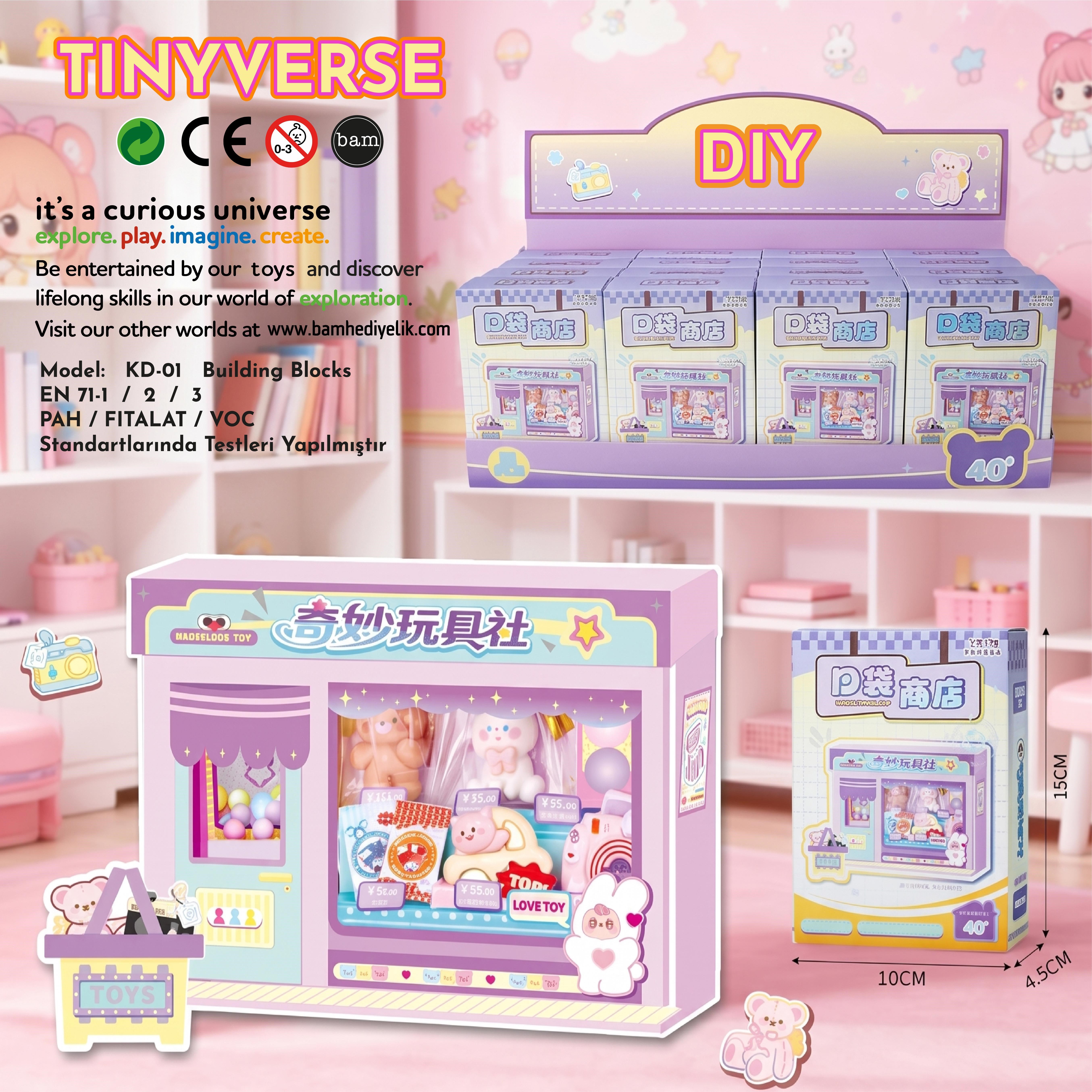 Tinyverse Sevimli Oyuncak Dükkanı - Kendin Yap (DIY) Minyatür Seti (Model: KD-01) X16