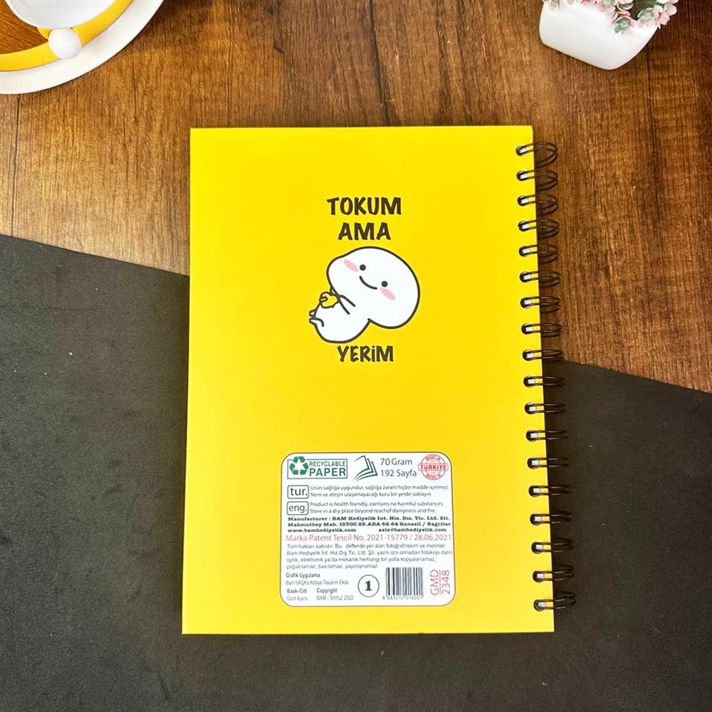 Tokum Ama Yerim Tasarımlı Çizgili Spiralli Defter 