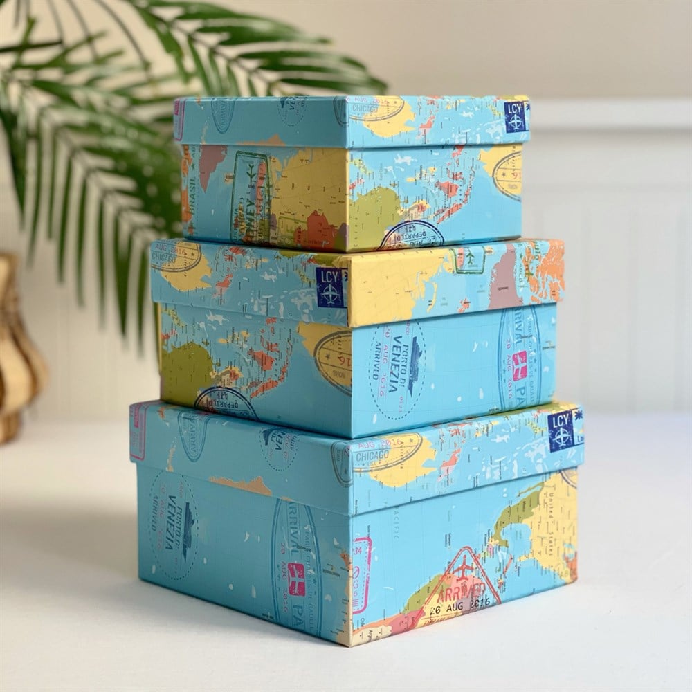 Travel Tasarımlı 3lü Kutu