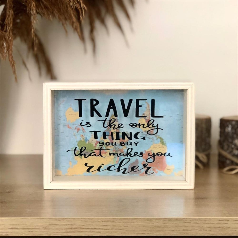 Travel Tasarımlı Ahşap Kumbara