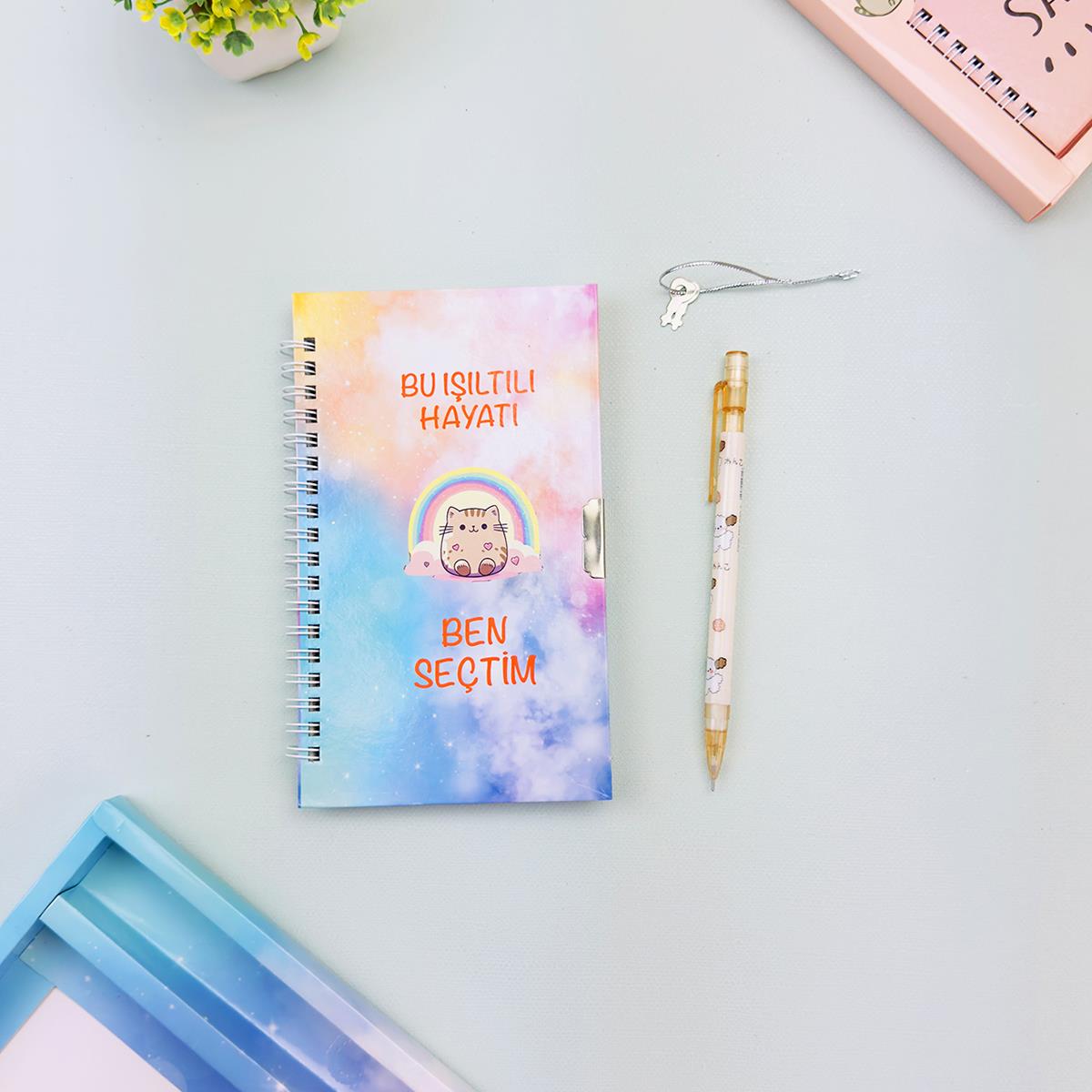 Türkçe Mottolu Kilitli Defter
