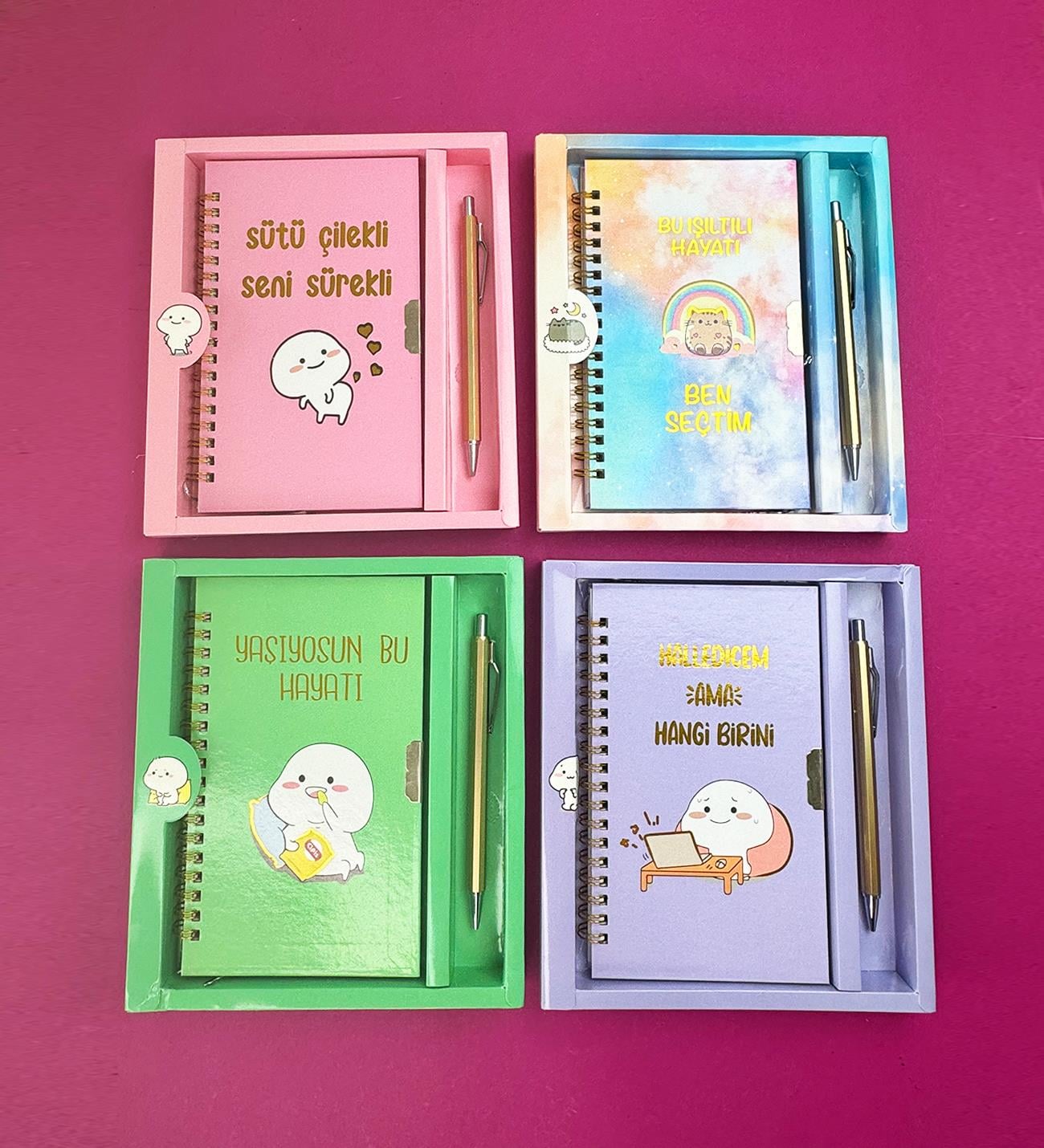 Türkçe Mottolu Kilitli Defter x12