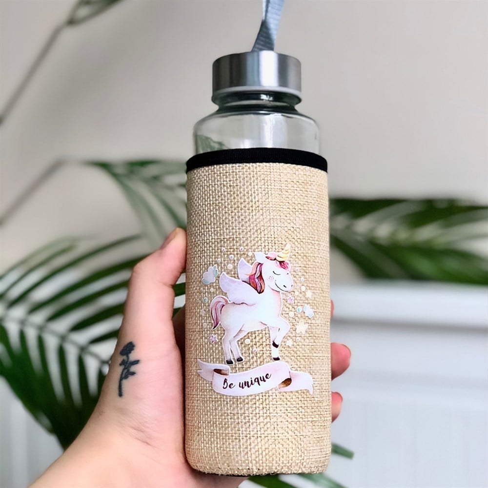 Unicorn Kılıflı 400 Ml Cam Matara