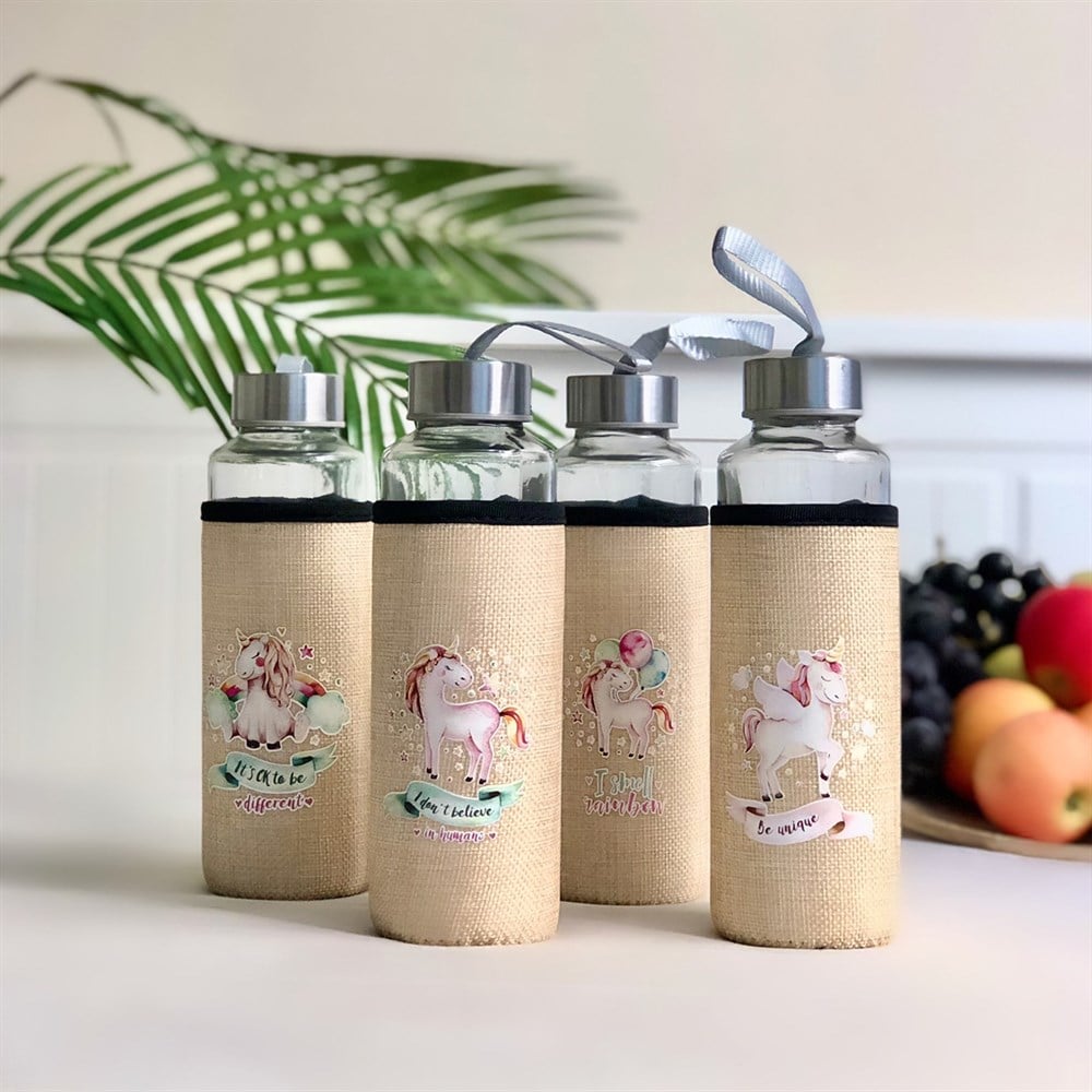 Unicorn Kılıflı 400 Ml Cam Matara