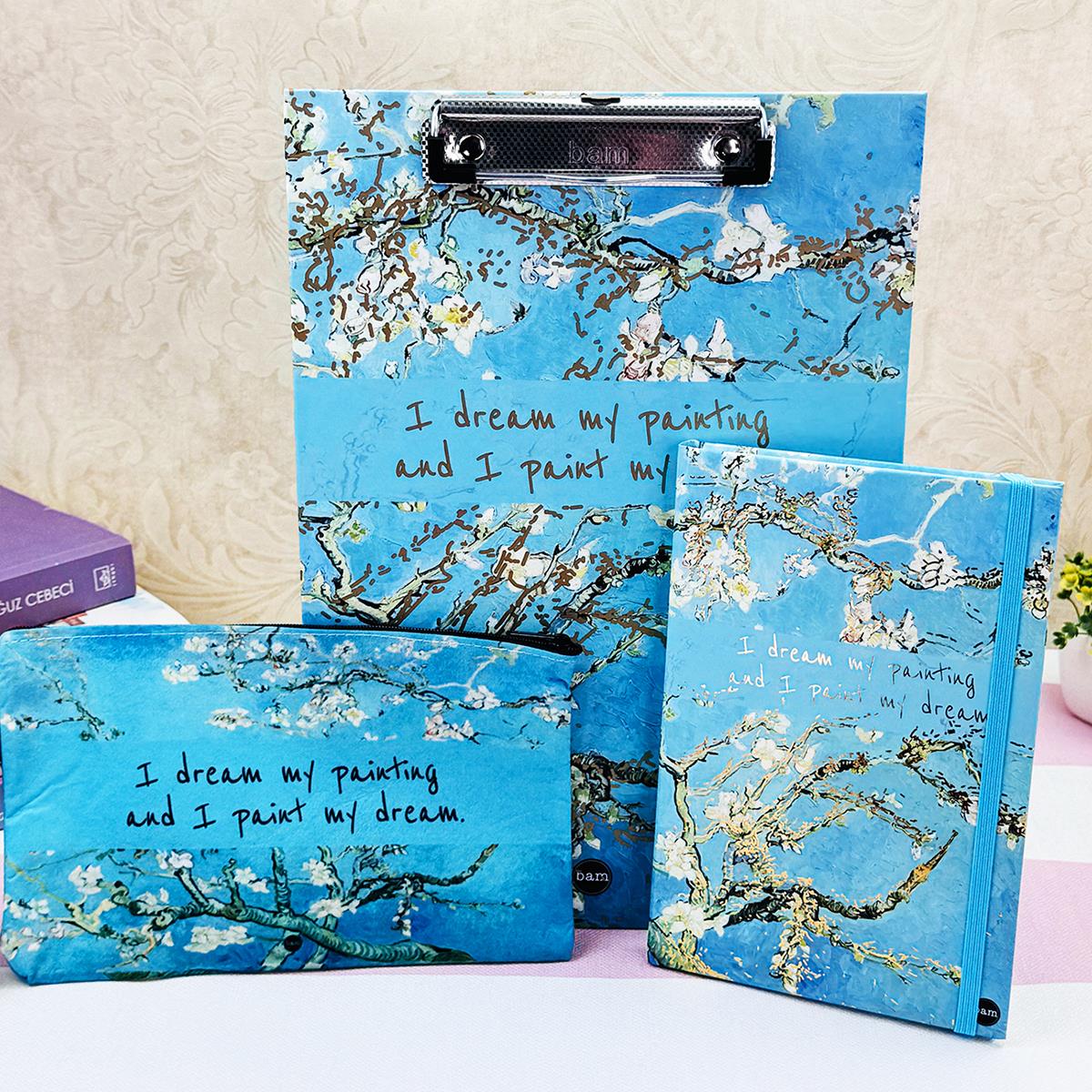 Van Gogh Badem Çiçeği V2 Tasarımlı Kırtasiye Seti