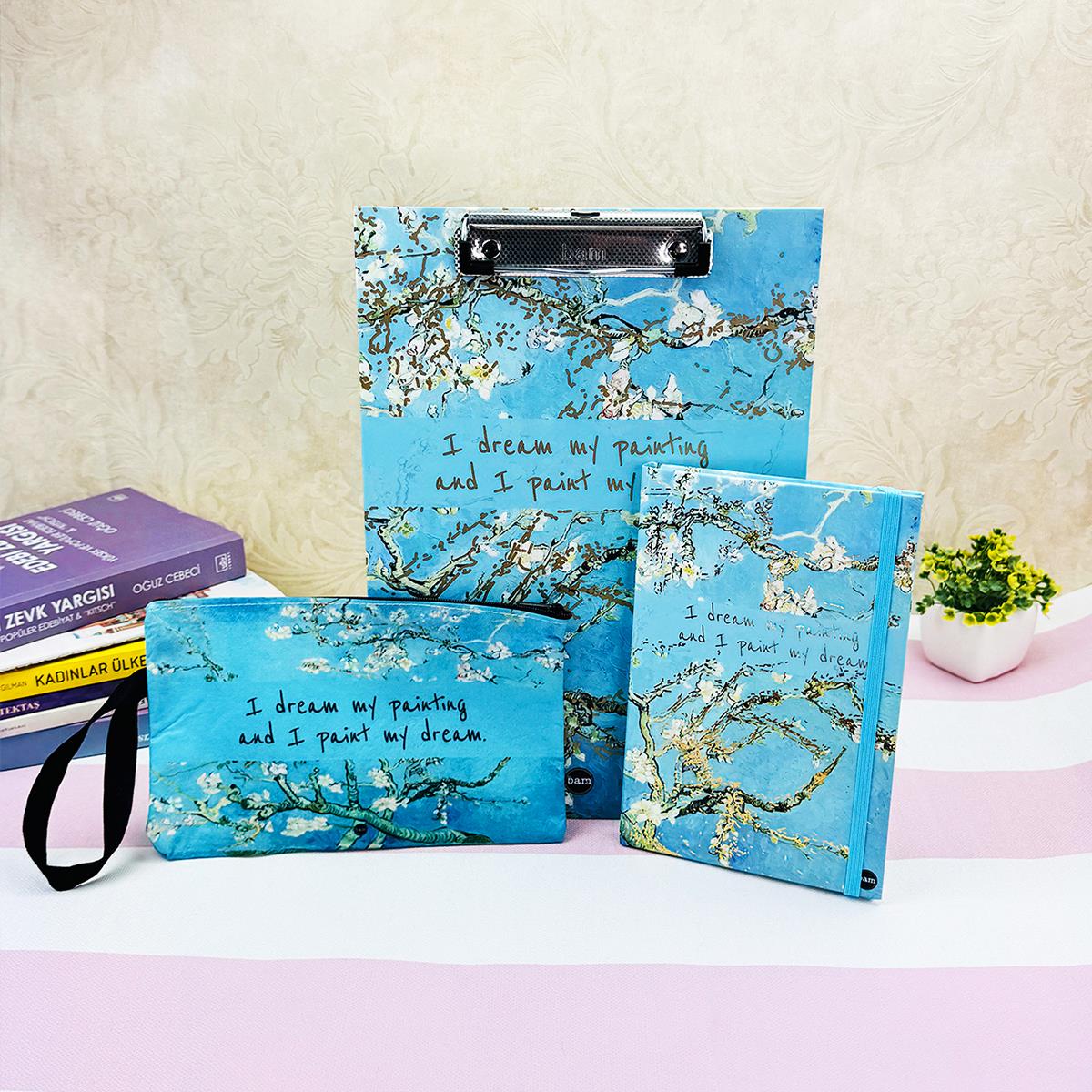 Van Gogh Badem Çiçeği V2 Tasarımlı Kırtasiye Seti