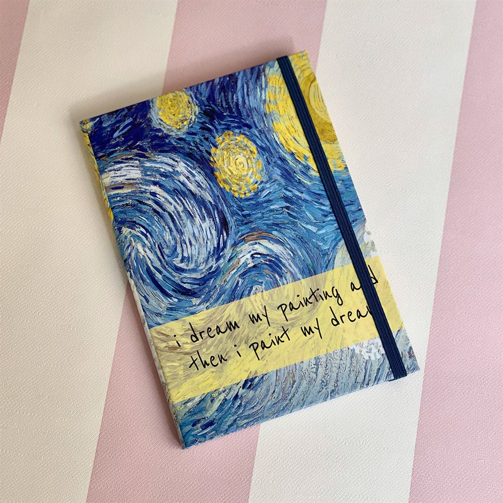 Van Gogh Motto Tasarımlı Lastikli Defter
