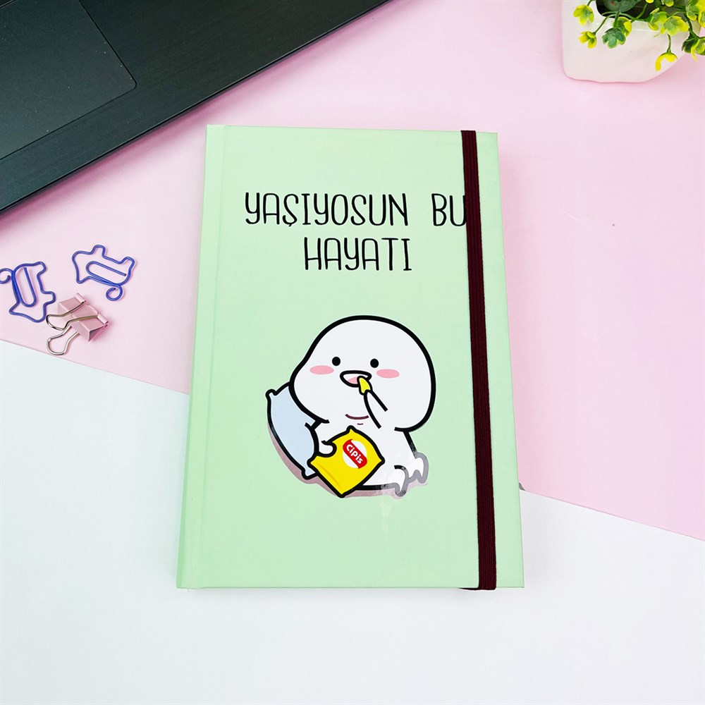 Yaşıyosun Bu Hayatı Tasarımlı Kalın Kitap Görünümlü Defter