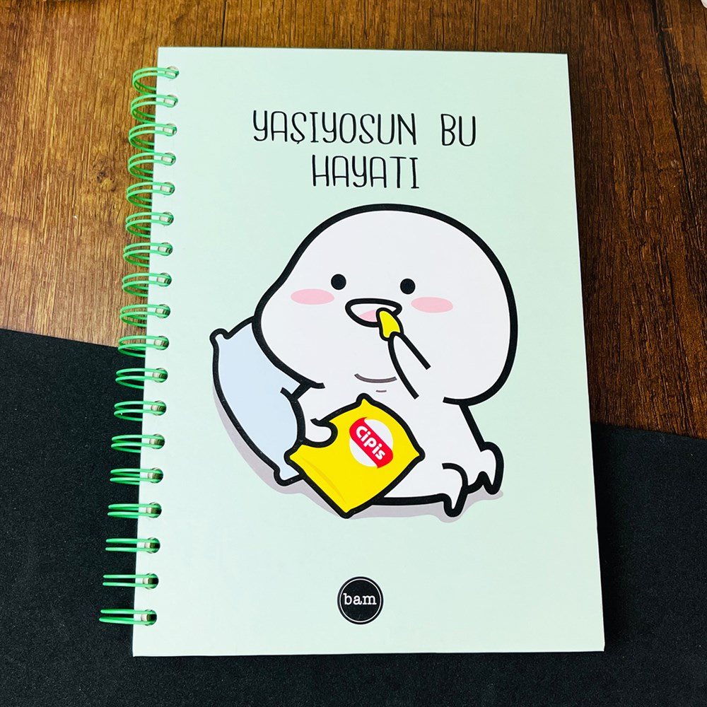 Yaşıyosun Bu Hayatı Tasarımlı Spiralli Defter