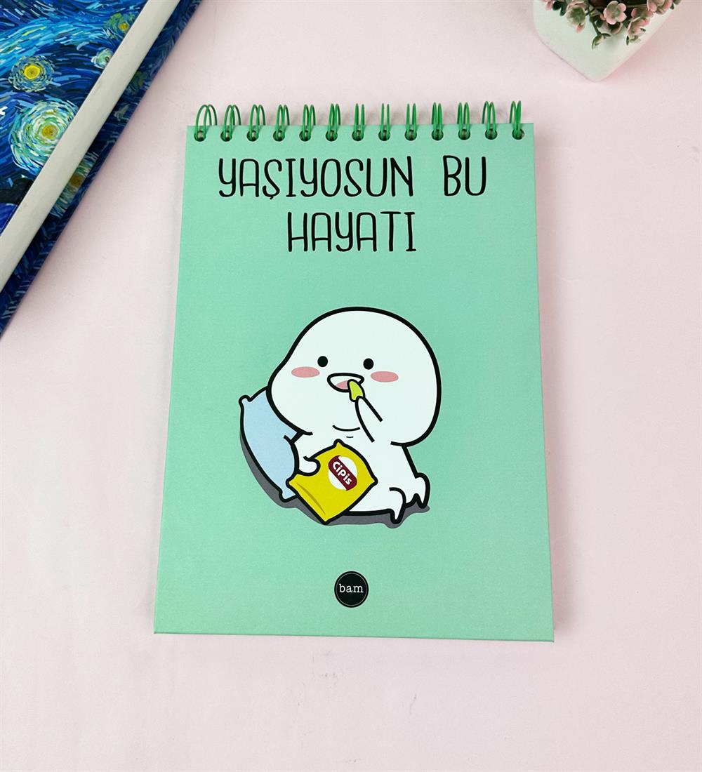 Yaşıyosun Bu Hayatı Tasarımlı Üstten Spiralli Defter