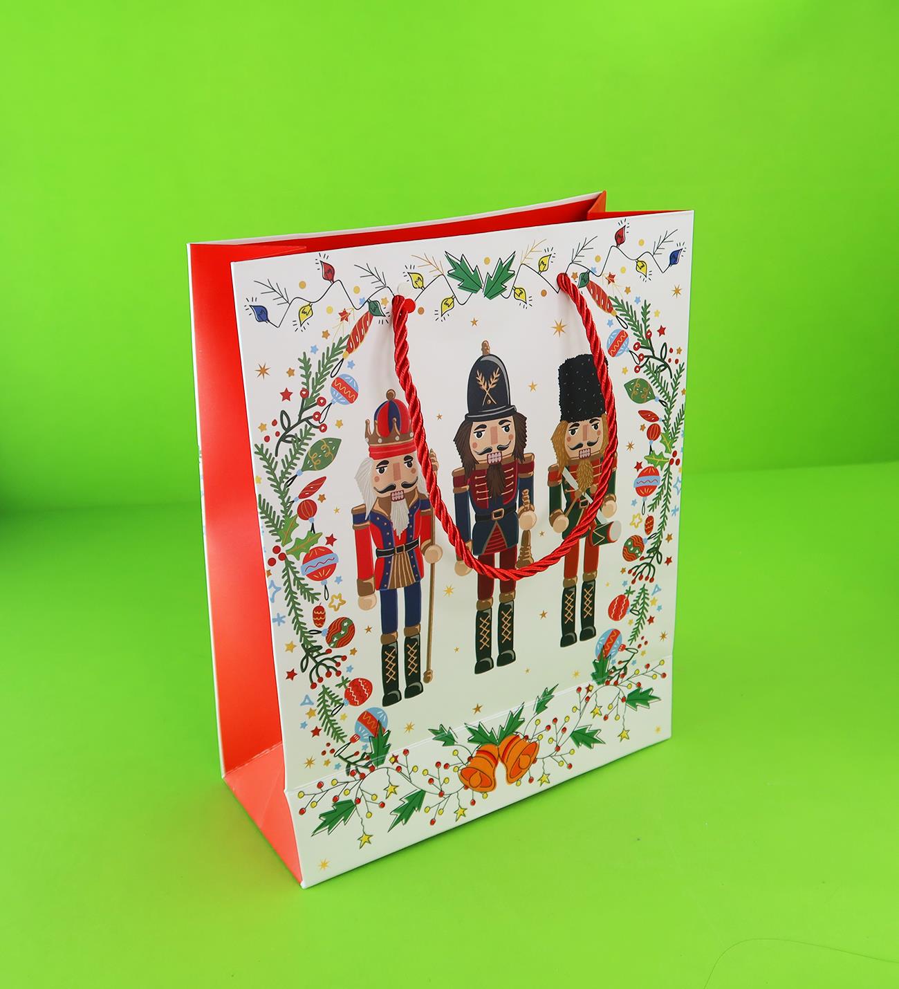 Yılbaşı Yıldızlı Karton Çanta 32x26x10 Cm x12