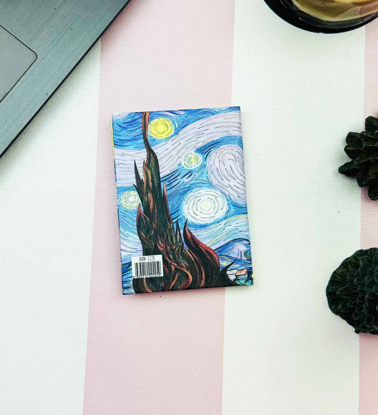 Yıldızlı Gece Tasarımlı Sert Kapaklı Mini Defter
