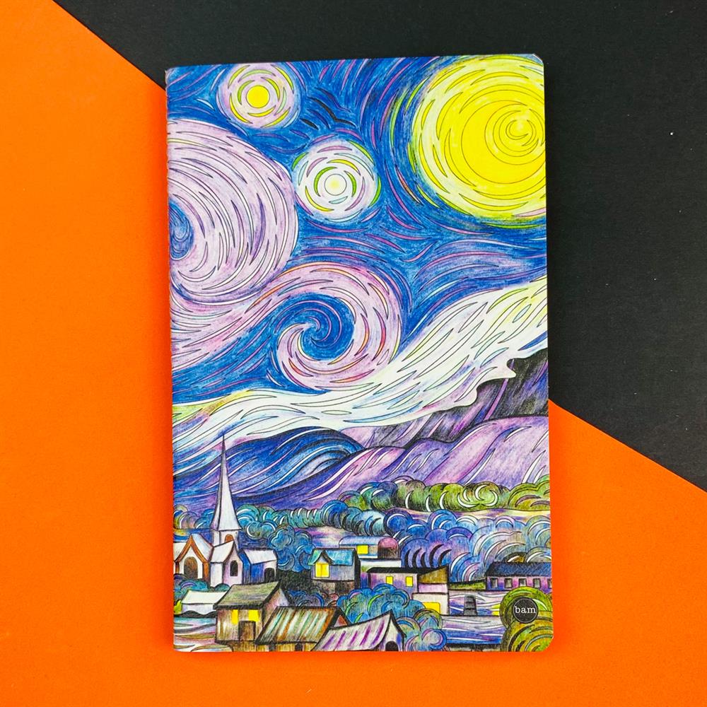 Yıldızlı Gece Tasarımlı Terzi Dikişli Defter